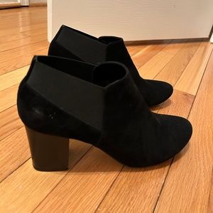 Black sueded fabric ankle boots